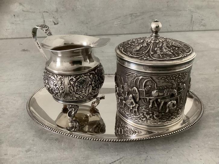 Douwe Egberts HH Verzilverd Roomkan, Theebus, Dienblad, Antiek en Kunst, Antiek | Goud en Zilver, Ophalen of Verzenden