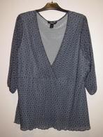 Tuniek donkerblauw met figuurtjes dubbellaags mt 3XL, Ophalen of Verzenden, Zo goed als nieuw, Blauw, Blouse of Tuniek