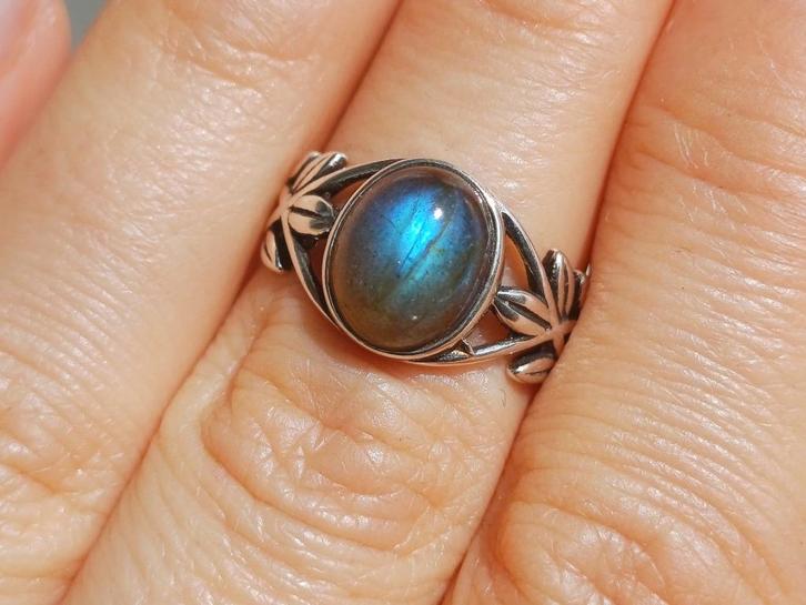 Vanoli 925 zilveren ring met labradoriet maat 16,25, Sieraden, Tassen en Uiterlijk, Ringen, Nieuw, Dame, Kleiner dan 17, Overige kleuren