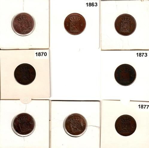 1 cent 1862 t/m 1877 Willem III complete set, Postzegels en Munten, Munten | Nederland, Setje, 1 cent, Koning Willem III, Ophalen of Verzenden