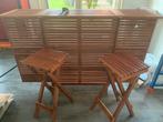 Teakhouten bar met 2 krukken, Huis en Inrichting, Barren, Ophalen, Gebruikt, Inclusief barstoelen