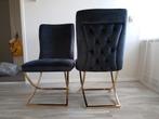 2 donker blauwe croco stoelen, Ophalen of Verzenden, Blauw