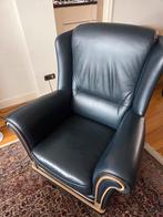 Leren Fauteuil met Houten Details, Huis en Inrichting, Ophalen, Gebruikt, Hout, Klassiek
