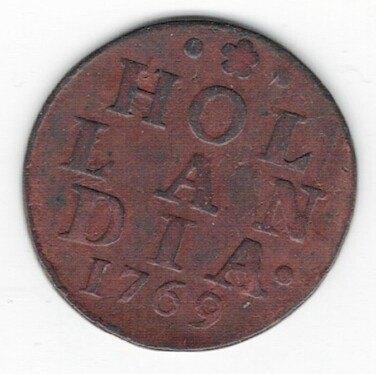 26-245 Holland 1 duit 1769, Postzegels en Munten, Munten | Nederland, Losse munt, Overige waardes, Vóór koninkrijk, Ophalen of Verzenden