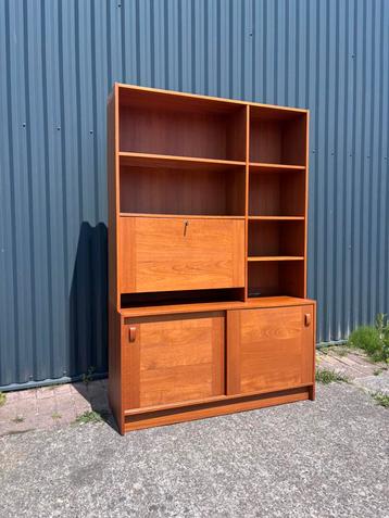 Vintage domino kast deens highboard secretaire teak beschikbaar voor biedingen