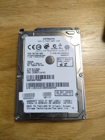 2,5 inch hardeschijf. Van Hitachi 500GB beschikbaar voor biedingen