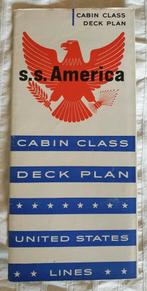 S.s. America cabin class deck plan,, Ophalen of Verzenden, Gebruikt, Gebruiksvoorwerp