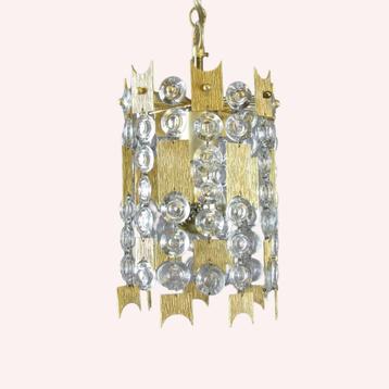 Vintage palwa lamp70's brutalist messing kristal mid century beschikbaar voor biedingen