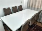 Eettafel hoogglans wit met 6x luxe stoelen, Huis en Inrichting, Tafels | Eettafels, 200 cm of meer, 50 tot 100 cm, Rechthoekig