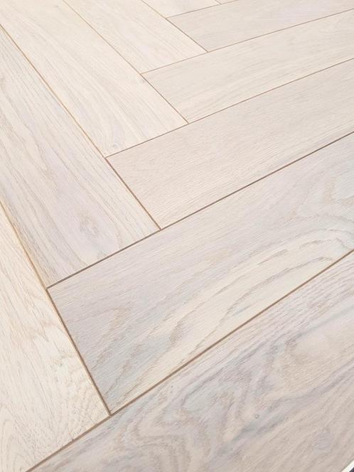 ACTIE!!!EIKEN VISGRAAT PARKET KANT EN KLAAR WIT GEOLIED, Huis en Inrichting, Stoffering | Vloerbedekking, Nieuw, Parket, Wit, 75 m² of meer