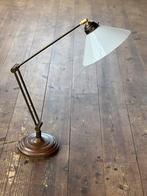 Vintage messing notarislamp, burolamp, tafellamp, Ophalen, 50 tot 75 cm, Zo goed als nieuw, Nvt