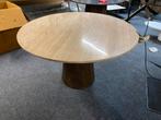 Tafel travertin/ mangohout 130cm 50% korting, Ophalen, Rond, Nieuw, Vijf personen of meer