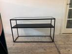 Wandtafel/Bijzettafel Zwart Metaal & Glas (120x40x71cm), Huis en Inrichting, Ophalen, Gebruikt, 100 tot 150 cm, Metaal