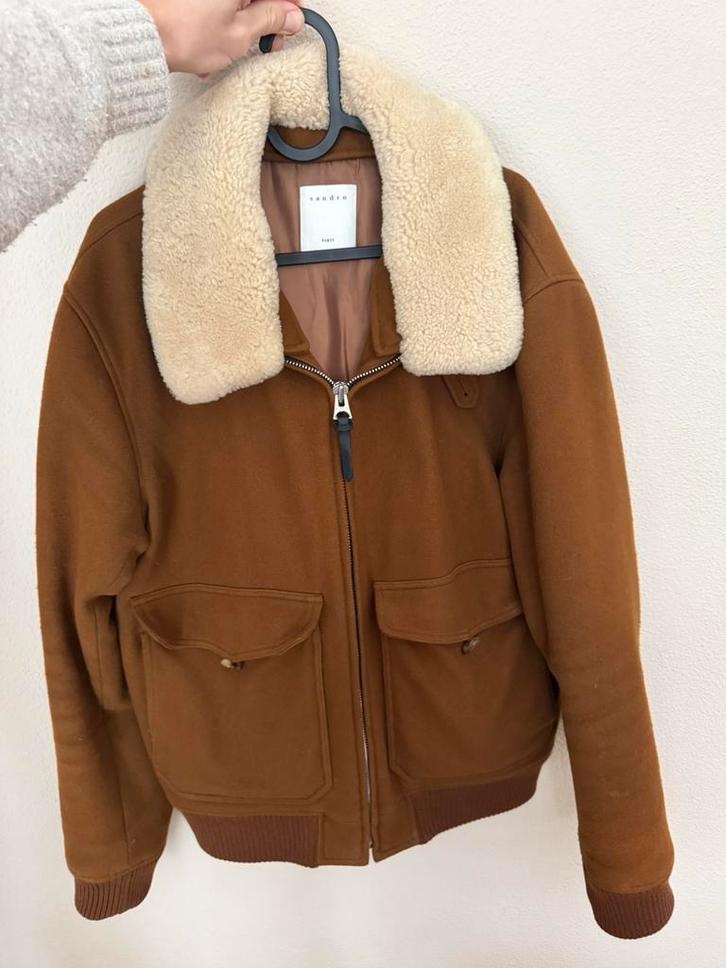 Heren Designer jas Sandro Paris in cognac, Kleding | Heren, Jassen | Winter, Gedragen, Maat 56/58 (XL), Bruin, Ophalen of Verzenden