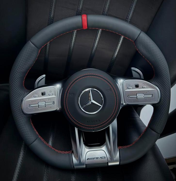 Mercedes stuur compleet rood AMG leer sportief upgrade, Auto diversen, Tuning en Styling, Verzenden