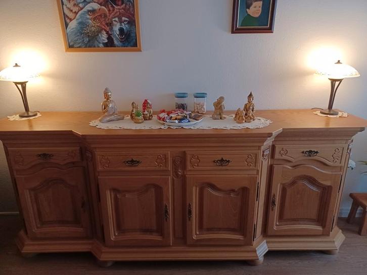 Blank Eiken Dressoir en TV kast met deuren en lades, Huis en Inrichting, Kasten | Buffetkasten, Gebruikt, 100 tot 150 cm, 200 cm of meer