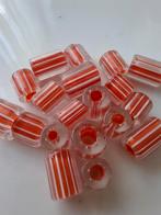 19 stuks glaskralen oranje wit kralen rond, Hobby en Vrije tijd, Kralen en Sieraden maken, Ophalen of Verzenden, Nieuw, Kraal
