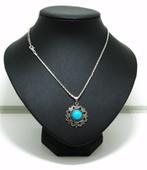 Fijn retro zilver kleurig kettinkje met hanger met blauwe, Marktplaats@koningsieraden.nl, Overige materialen, Verzenden, Nieuw