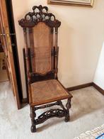 Antieke houten stoel met rieten zitting, Huis en Inrichting, Stoelen, Ophalen, Gebruikt, Bruin, Eén