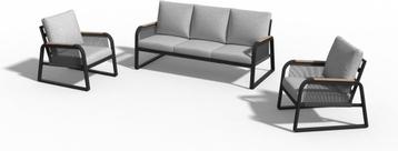 Loungeset zwart set van 3 193x85,5x80cm Tuinset beschikbaar voor biedingen