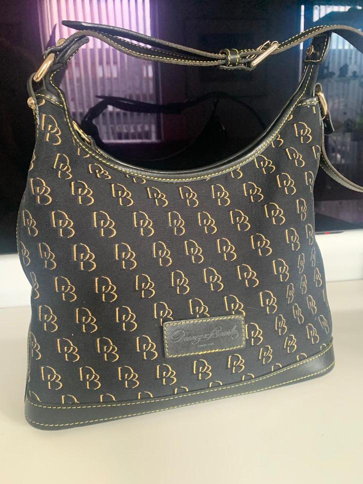 Vintage tas van Dooney & Bouly van stof en leer materiaal, Sieraden, Tassen en Uiterlijk, Tassen | Damestassen, Gebruikt, Handtas