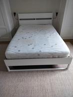 Ikea Trysil tweepersoonsbed + 2 nachtkastjes en matras, 160 cm, Gebruikt, Wit, Hout