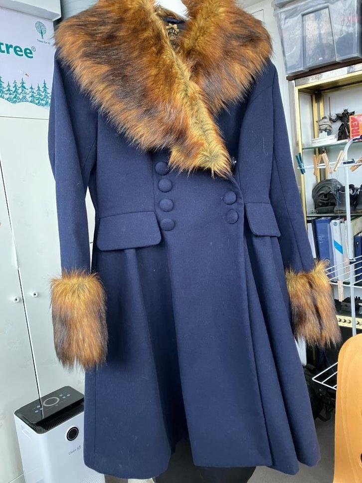 Rockabilly vintage style jas, Kleding | Dames, Jassen | Winter, Zo goed als nieuw, Maat 38/40 (M), Blauw, Ophalen of Verzenden