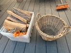 Open haard mand met houtblokken, Ophalen of Verzenden, Zo goed als nieuw, Rond, Hout
