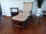 Vintage zetel + poef + tafeltje + krantentafel, Huis en Inrichting, Fauteuils, Ophalen, Minder dan 50 cm, Minder dan 75 cm, Vintage