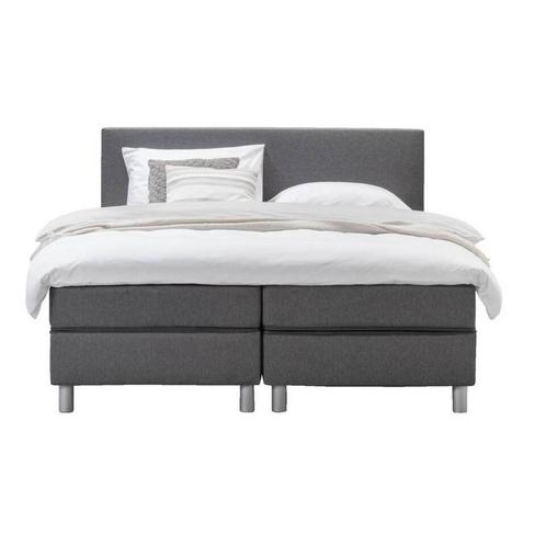 Grijze Tweepersoons Boxspring 160x200 - zo goed als nieuw, Huis en Inrichting, Slaapkamer | Boxsprings, Nieuw, 160 cm, 200 cm
