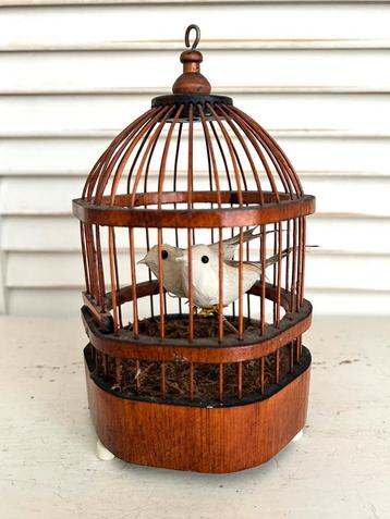 Vintage miniatuur vogelkooi automaat twee vogeltjes 17 cm beschikbaar voor biedingen