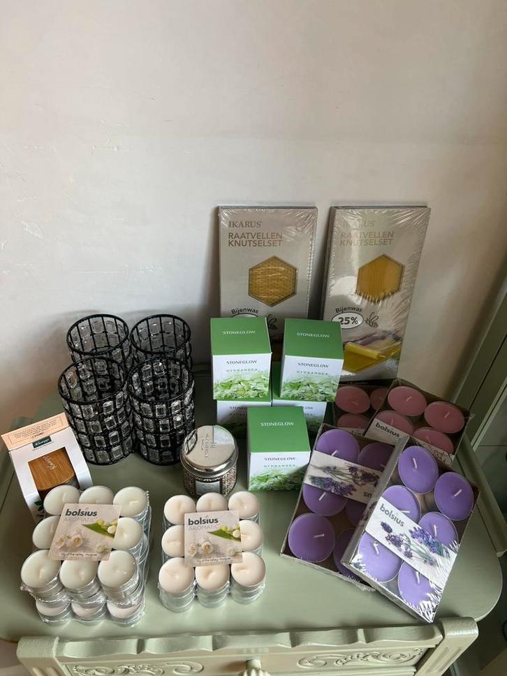 Pakket Bolsius Geurkaarsen/Waxinelichtjes/Waxinelichthouders, Huis en Inrichting, Woonaccessoires | Kandelaars en Kaarsen, Nieuw