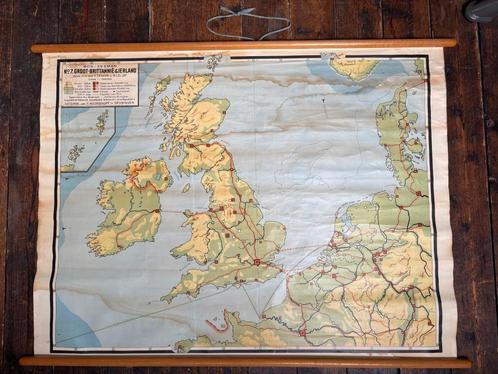 Landkaart Groot-Brittannië & Ierland – Noordhoff Groningen,, Boeken, Atlassen en Landkaarten, Gelezen, Landkaart, Nederland, 1800 tot 2000