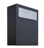 Bravios brievenbus zwart met RVS inwerpklep, Tuin en Terras, Brievenbussen, Ophalen of Verzenden, Nieuw, Rvs, Wandbrievenbus