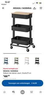 IKEA zwarte rolkast met deksel (raskog), Ophalen, Zo goed als nieuw, 3 of 4 laden, Minder dan 100 cm