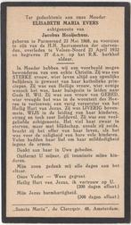 Elisabeth Maria Evers 1868 Purmerend + 1932 Velsen-Noord, Verzenden, Bidprentje