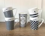 Set van 5 stuks mokken Dutch Rose zwart - wit, Ophalen of Verzenden, Overige stijlen, Kop(pen) en/of Schotel(s)