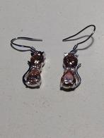 zilveren oorhangers poesjes met geel steentjes, Hangers, Verzenden, Geel, Zo goed als nieuw