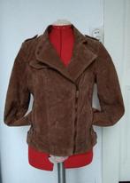 Suède bikerjack, bruin, merk Jessica vintage, maat 38, Ophalen of Verzenden, Gedragen, Maat 38/40 (M), Bruin
