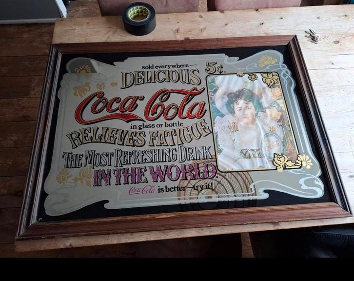 Oude Coca-Cola spiegel '70, Antiek en Kunst, Antiek | Spiegels, Ophalen
