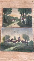 2x dorpsgezicht (gehucht) met kerk, Ophalen of Verzenden