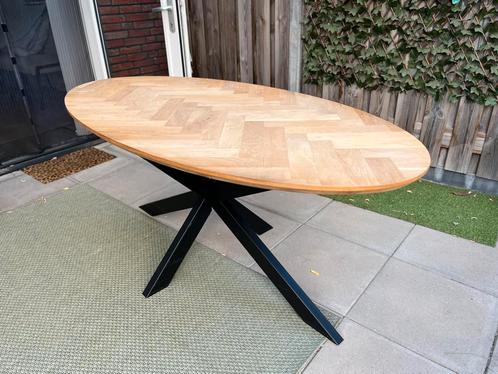 Eiken eettafel 180x90, Huis en Inrichting, Tafels | Eettafels, Zo goed als nieuw, 50 tot 100 cm, 150 tot 200 cm, Ovaal, Metaal