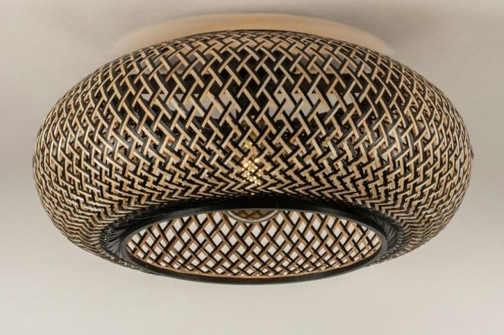 bamboe rotan plafondlamp of riet bed tafel bank lamp 50cm, Huis en Inrichting, Lampen | Plafondlampen, Nieuw, Metaal, Ophalen of Verzenden
