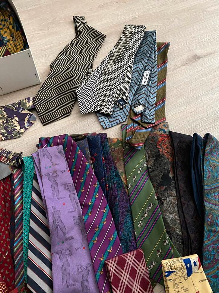 Zijden Stropdassen Collectie - Vintage!, Kleding | Heren, Stropdassen, Gedragen, Met patroon, Blauw, Ophalen