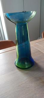 Blauw/groen vaas van glas., Huis en Inrichting, Woonaccessoires | Vazen, Glas, Ophalen