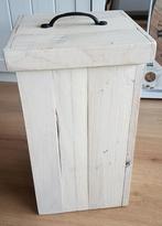 Houten prullenbak white wash 25x25xh44 cm, Huis en Inrichting, Minder dan 50 cm, Overige materialen, Gebruikt, Ophalen