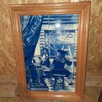 Tegelplateau Jan Vermeer schildersatelier in houten lijst., Ophalen of Verzenden