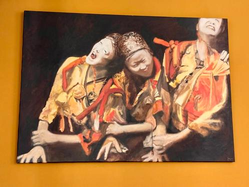 Schilderij Chinese vrouwen, Antiek en Kunst, Kunst | Schilderijen | Modern, Ophalen