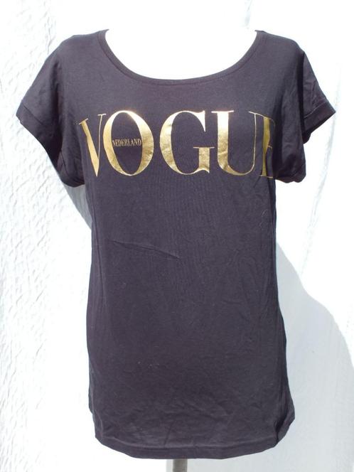 Stoer zwart shirt, met gouden letters. Mt S/M. Merk Vogue, Kleding | Dames, T-shirts, Zo goed als nieuw, Maat 36 (S), Zwart, Korte mouw