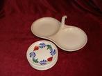 BOERENBONT SERVIES PETIT FOURSCHAAL BLANC+ 6 SCHOTELS, Overige typen, Ophalen of Verzenden, Zo goed als nieuw, Aardewerk